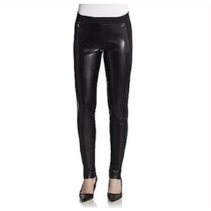 Dex Black Faux Vegan Leather Front Pull On Skinny Legging Long Pants Size Small